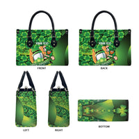 St Patrick's Day Ireland Rugby Custom Leather Bag Leprechaun Mascot Irish Shamrock Pattern - Wonder Print Shop