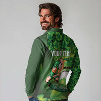 St Patrick's Day Ireland Rugby Custom Long Sleeve Polo Shirt Leprechaun Mascot Irish Shamrock Pattern - Wonder Print Shop