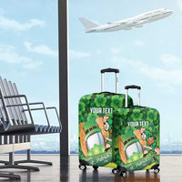 St Patrick's Day Ireland Rugby Custom Luggage Cover Leprechaun Mascot Irish Shamrock Pattern - Wonder Print Shop