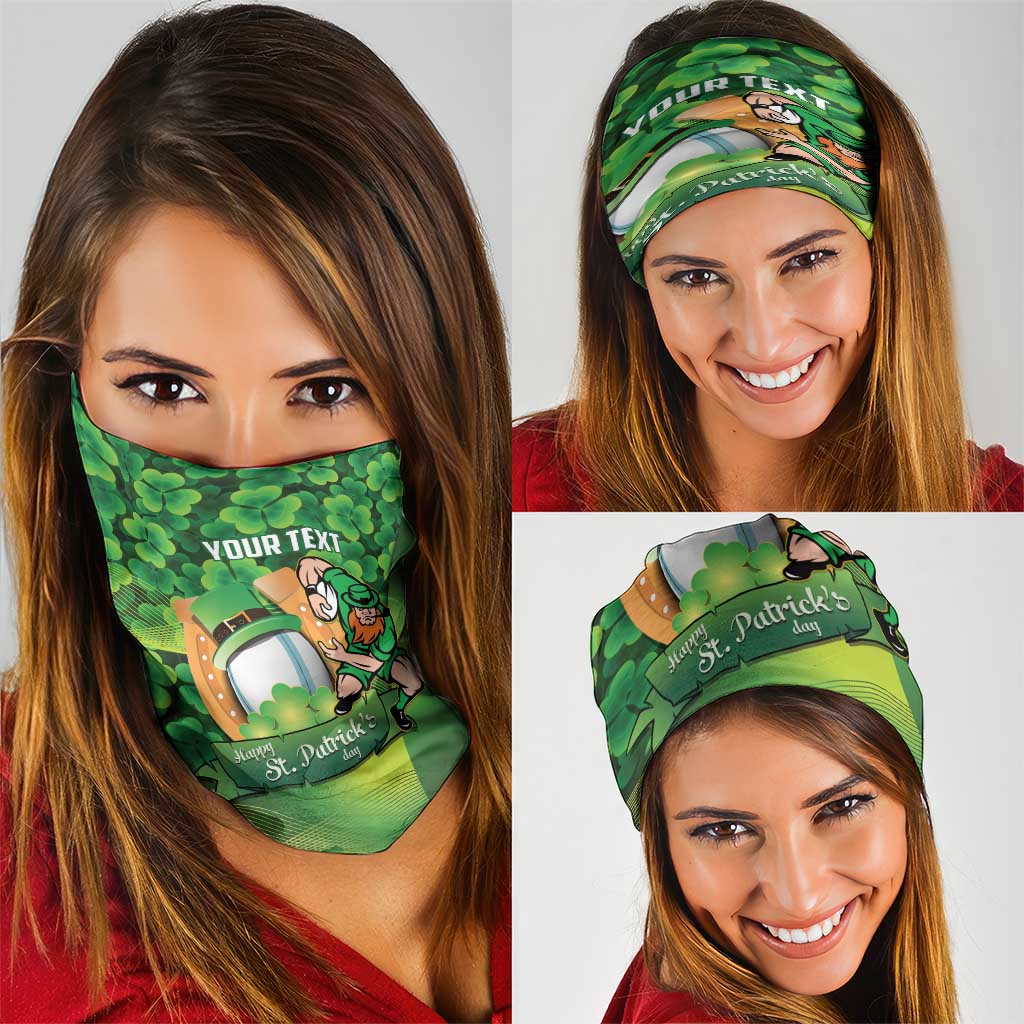 St Patrick's Day Ireland Rugby Custom Neck Gaiter Leprechaun Mascot Irish Shamrock Pattern - Wonder Print Shop