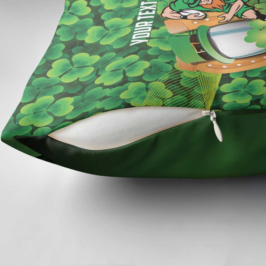 St Patrick's Day Ireland Rugby Custom Pillow Cover Leprechaun Mascot Irish Shamrock Pattern - Wonder Print Shop