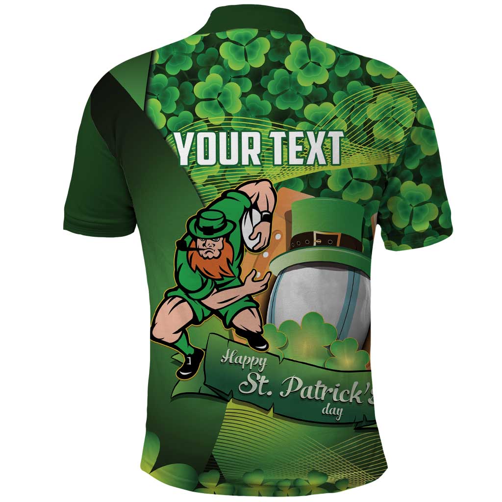 St Patrick's Day Ireland Rugby Custom Polo Shirt Leprechaun Mascot Irish Shamrock Pattern - Wonder Print Shop