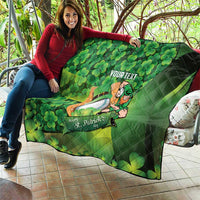 St Patrick's Day Ireland Rugby Custom Quilt Leprechaun Mascot Irish Shamrock Pattern - Wonder Print Shop