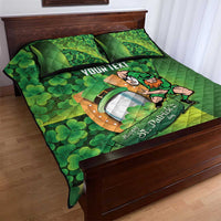 St Patrick's Day Ireland Rugby Custom Quilt Bed Set Leprechaun Mascot Irish Shamrock Pattern - Wonder Print Shop