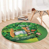 St Patrick's Day Ireland Rugby Custom Round Carpet Leprechaun Mascot Irish Shamrock Pattern - Wonder Print Shop