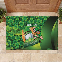 St Patrick's Day Ireland Rugby Custom Rubber Doormat Leprechaun Mascot Irish Shamrock Pattern - Wonder Print Shop