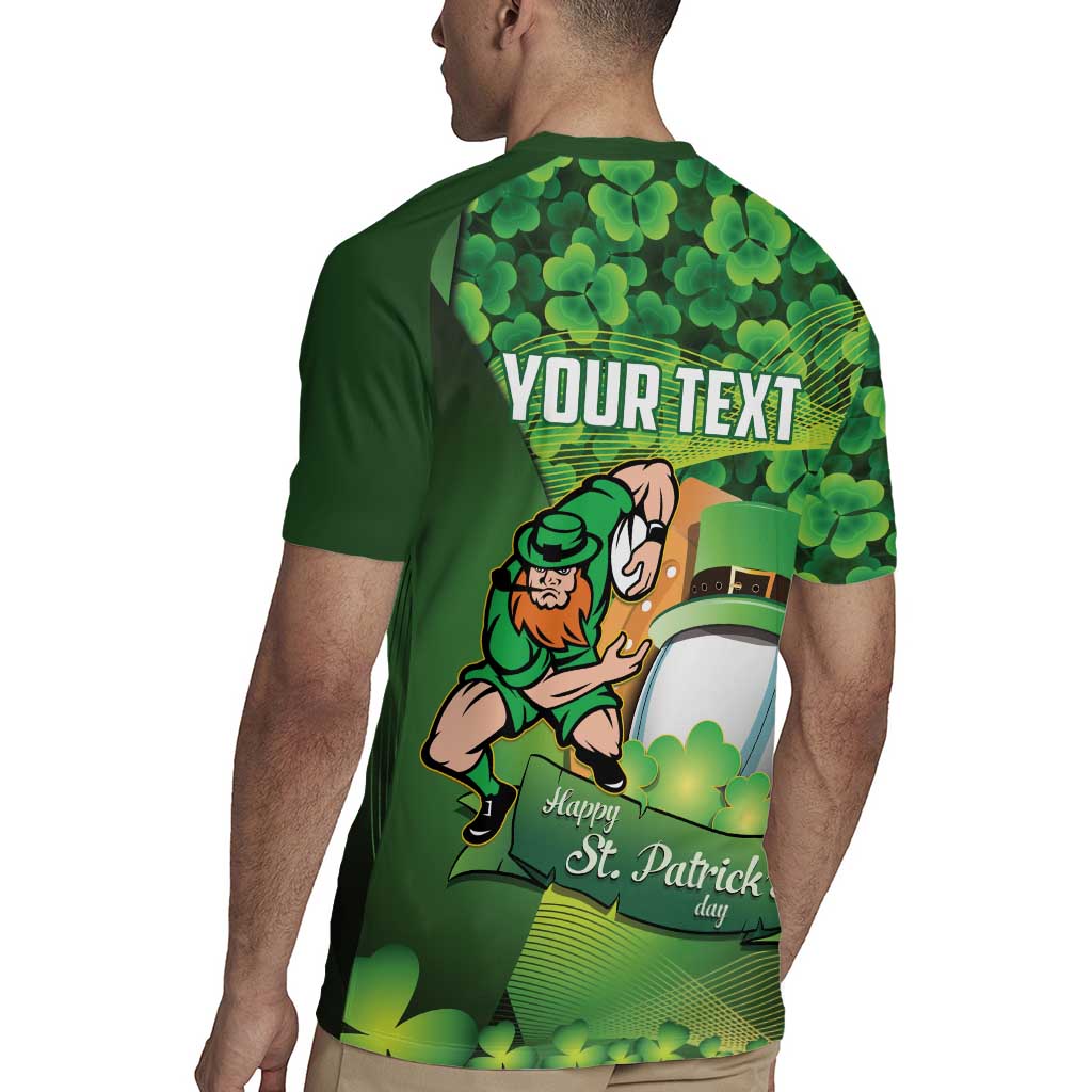 St Patrick's Day Ireland Rugby Custom Rugby Jersey Leprechaun Mascot Irish Shamrock Pattern - Wonder Print Shop