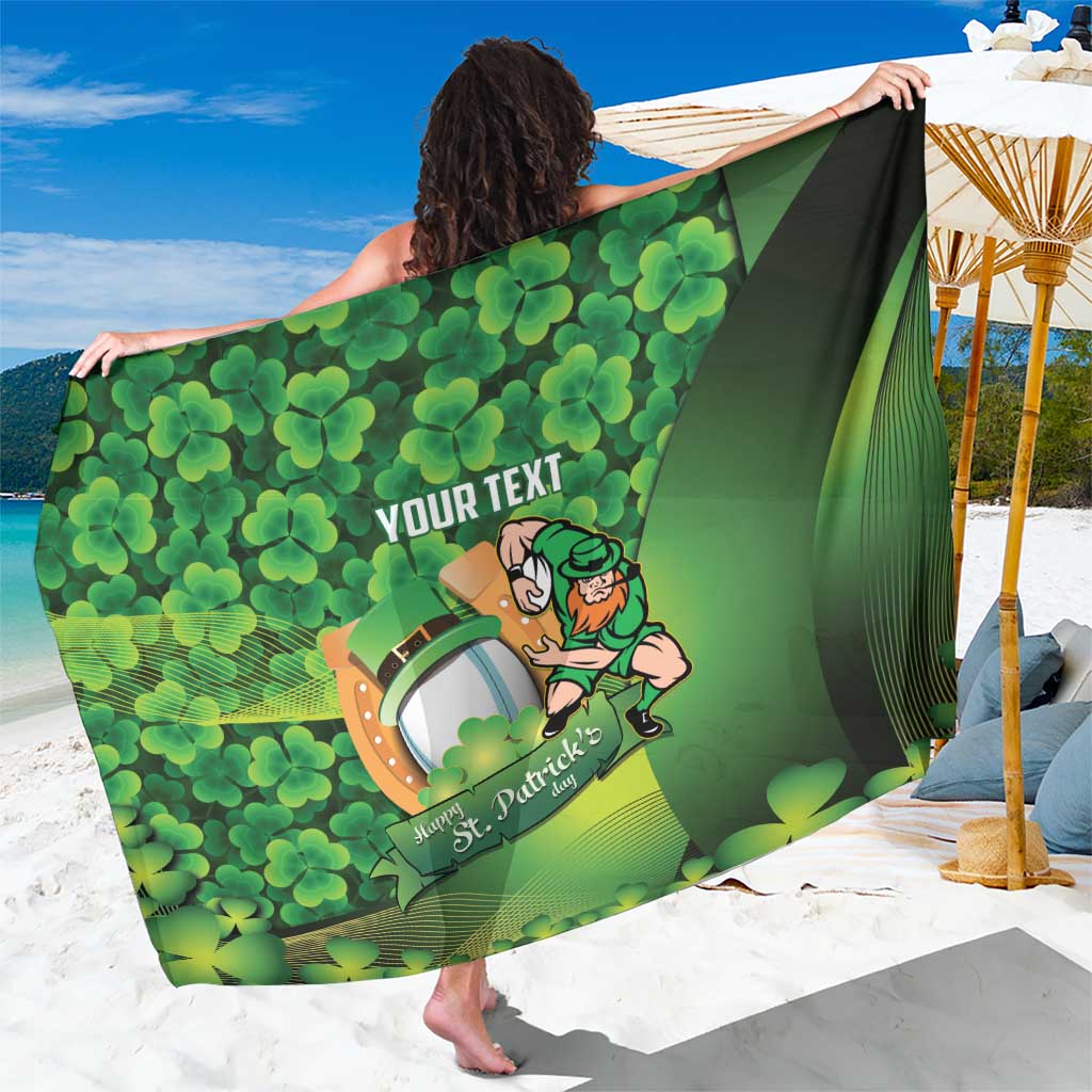 St Patrick's Day Ireland Rugby Custom Sarong Leprechaun Mascot Irish Shamrock Pattern - Wonder Print Shop