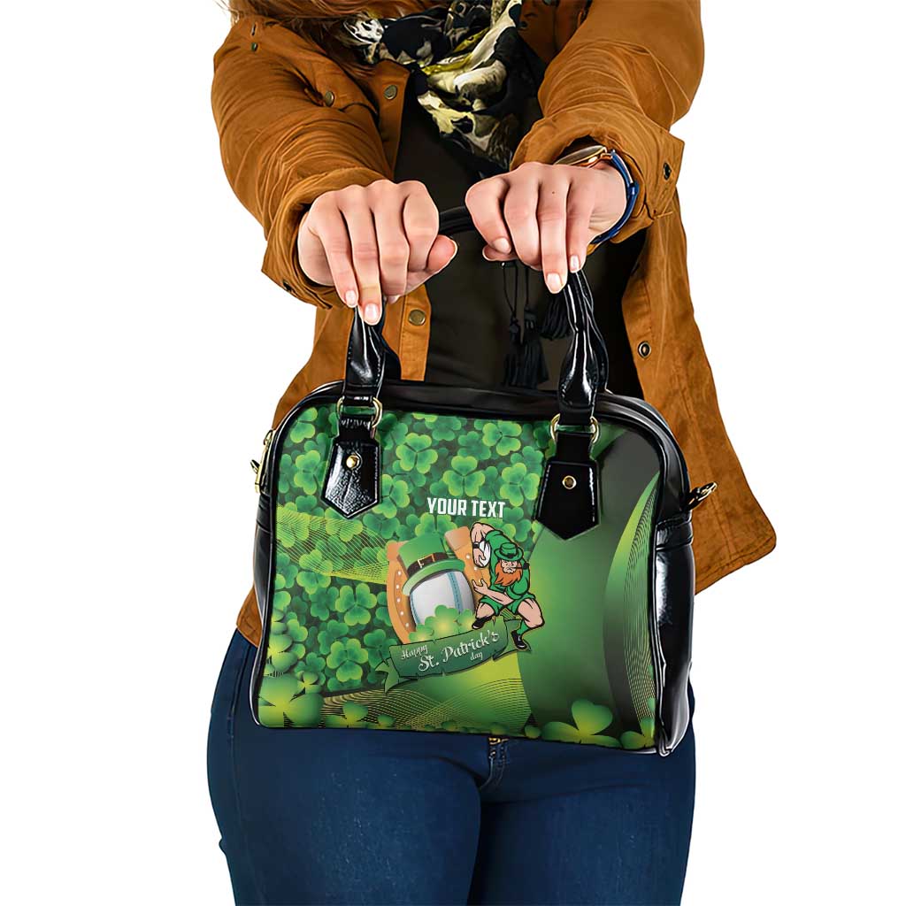 St Patrick's Day Ireland Rugby Custom Shoulder Handbag Leprechaun Mascot Irish Shamrock Pattern - Wonder Print Shop