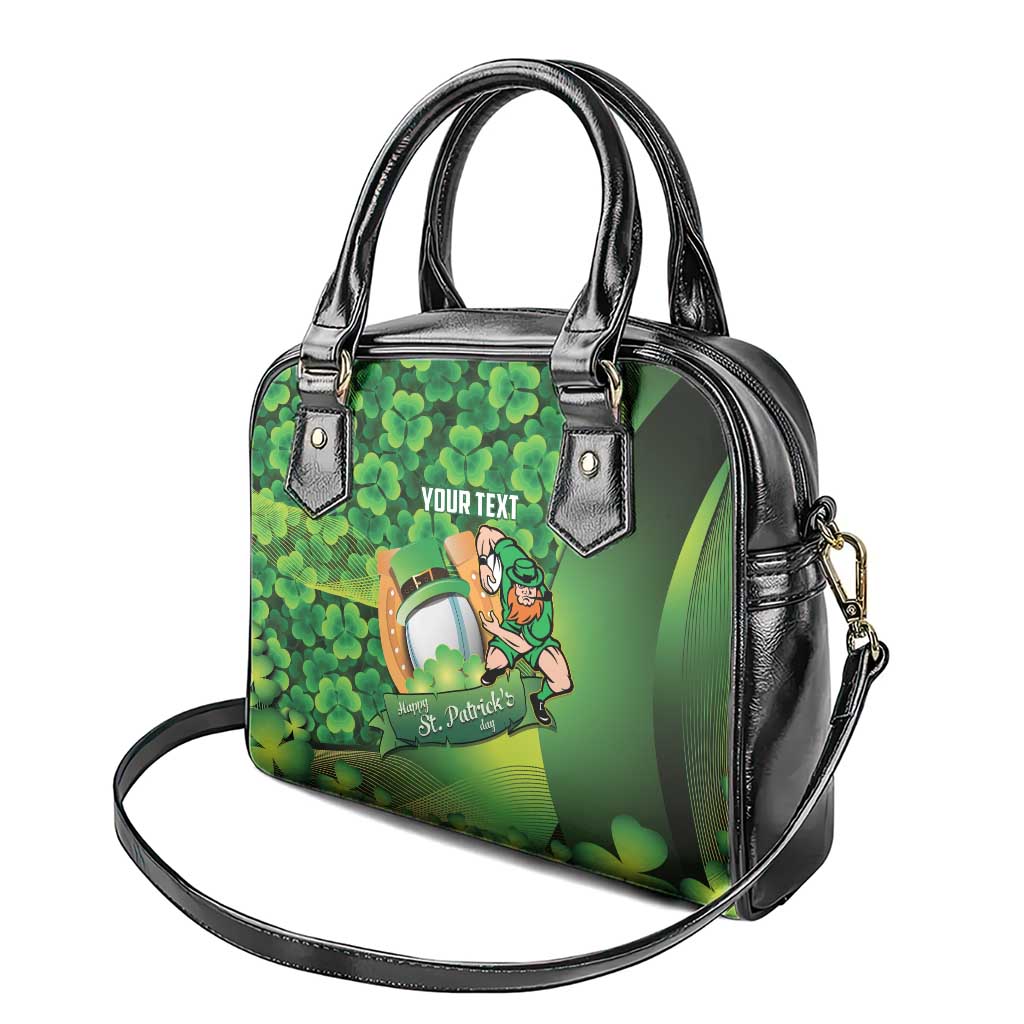 St Patrick's Day Ireland Rugby Custom Shoulder Handbag Leprechaun Mascot Irish Shamrock Pattern - Wonder Print Shop