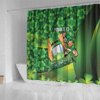 St Patrick's Day Ireland Rugby Custom Shower Curtain Leprechaun Mascot Irish Shamrock Pattern - Wonder Print Shop