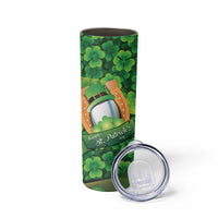 St Patrick's Day Ireland Rugby Custom Skinny Tumbler Leprechaun Mascot Irish Shamrock Pattern - Wonder Print Shop