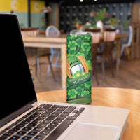 St Patrick's Day Ireland Rugby Custom Skinny Tumbler Leprechaun Mascot Irish Shamrock Pattern - Wonder Print Shop