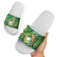 St Patrick's Day Ireland Rugby Custom Slide Sandals Leprechaun Mascot Irish Shamrock Pattern - Wonder Print Shop