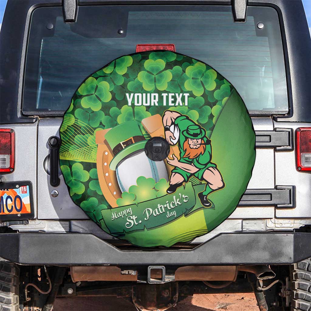 St Patrick's Day Ireland Rugby Custom Spare Tire Cover Leprechaun Mascot Irish Shamrock Pattern - Wonder Print Shop