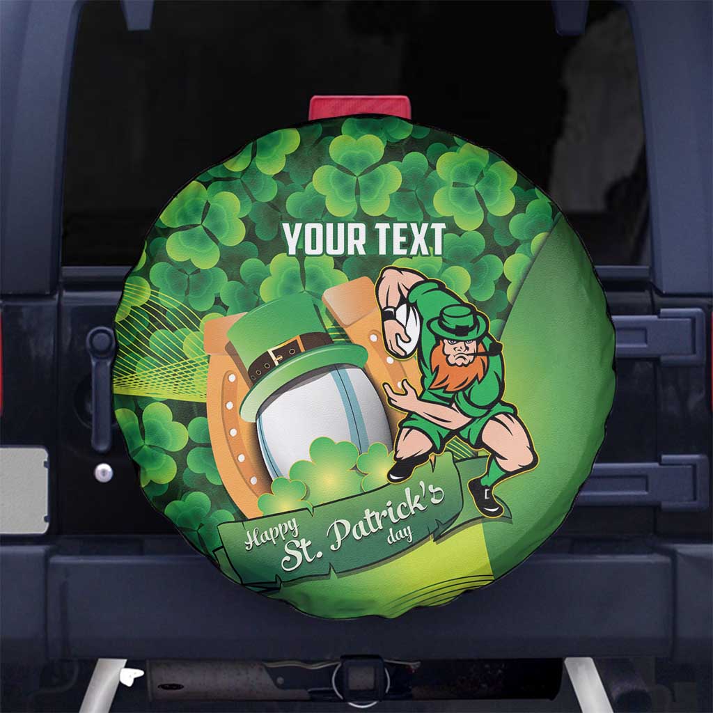 St Patrick's Day Ireland Rugby Custom Spare Tire Cover Leprechaun Mascot Irish Shamrock Pattern - Wonder Print Shop