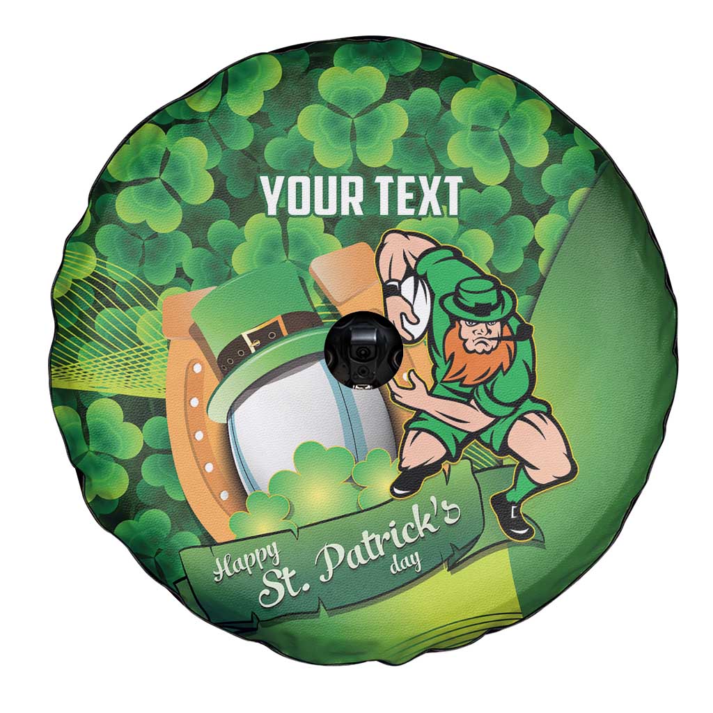 St Patrick's Day Ireland Rugby Custom Spare Tire Cover Leprechaun Mascot Irish Shamrock Pattern - Wonder Print Shop