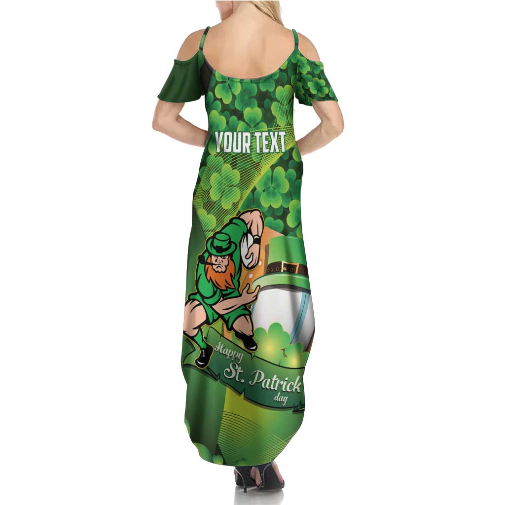 St Patrick's Day Ireland Rugby Custom Summer Maxi Dress Leprechaun Mascot Irish Shamrock Pattern - Wonder Print Shop