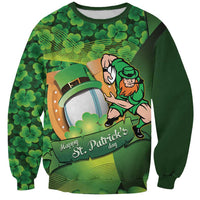 St Patrick's Day Ireland Rugby Custom Sweatshirt Leprechaun Mascot Irish Shamrock Pattern - Wonder Print Shop