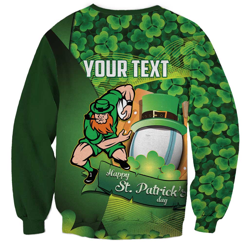 St Patrick's Day Ireland Rugby Custom Sweatshirt Leprechaun Mascot Irish Shamrock Pattern - Wonder Print Shop