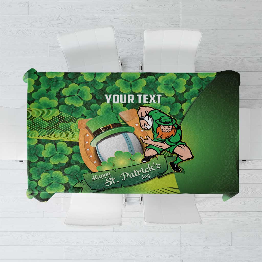 St Patrick's Day Ireland Rugby Custom Tablecloth Leprechaun Mascot Irish Shamrock Pattern - Wonder Print Shop