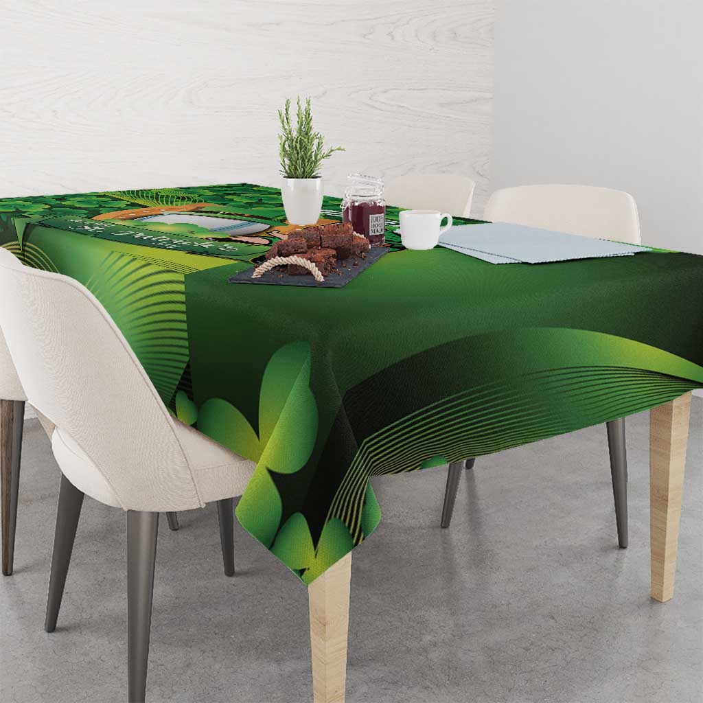 St Patrick's Day Ireland Rugby Custom Tablecloth Leprechaun Mascot Irish Shamrock Pattern - Wonder Print Shop