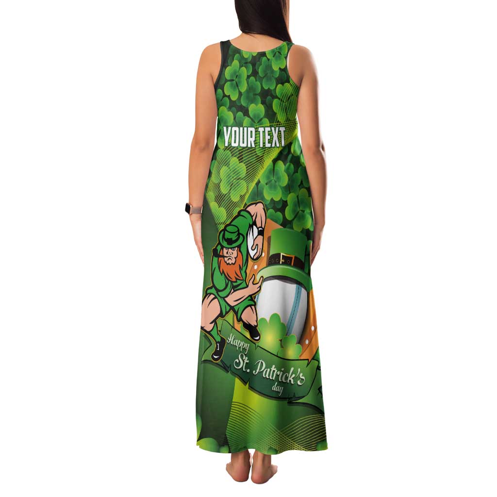 St Patrick's Day Ireland Rugby Custom Tank Maxi Dress Leprechaun Mascot Irish Shamrock Pattern - Wonder Print Shop
