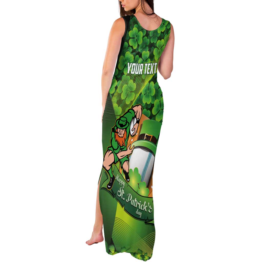 St Patrick's Day Ireland Rugby Custom Tank Maxi Dress Leprechaun Mascot Irish Shamrock Pattern - Wonder Print Shop