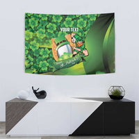 St Patrick's Day Ireland Rugby Custom Tapestry Leprechaun Mascot Irish Shamrock Pattern - Wonder Print Shop