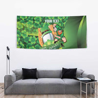 St Patrick's Day Ireland Rugby Custom Tapestry Leprechaun Mascot Irish Shamrock Pattern - Wonder Print Shop