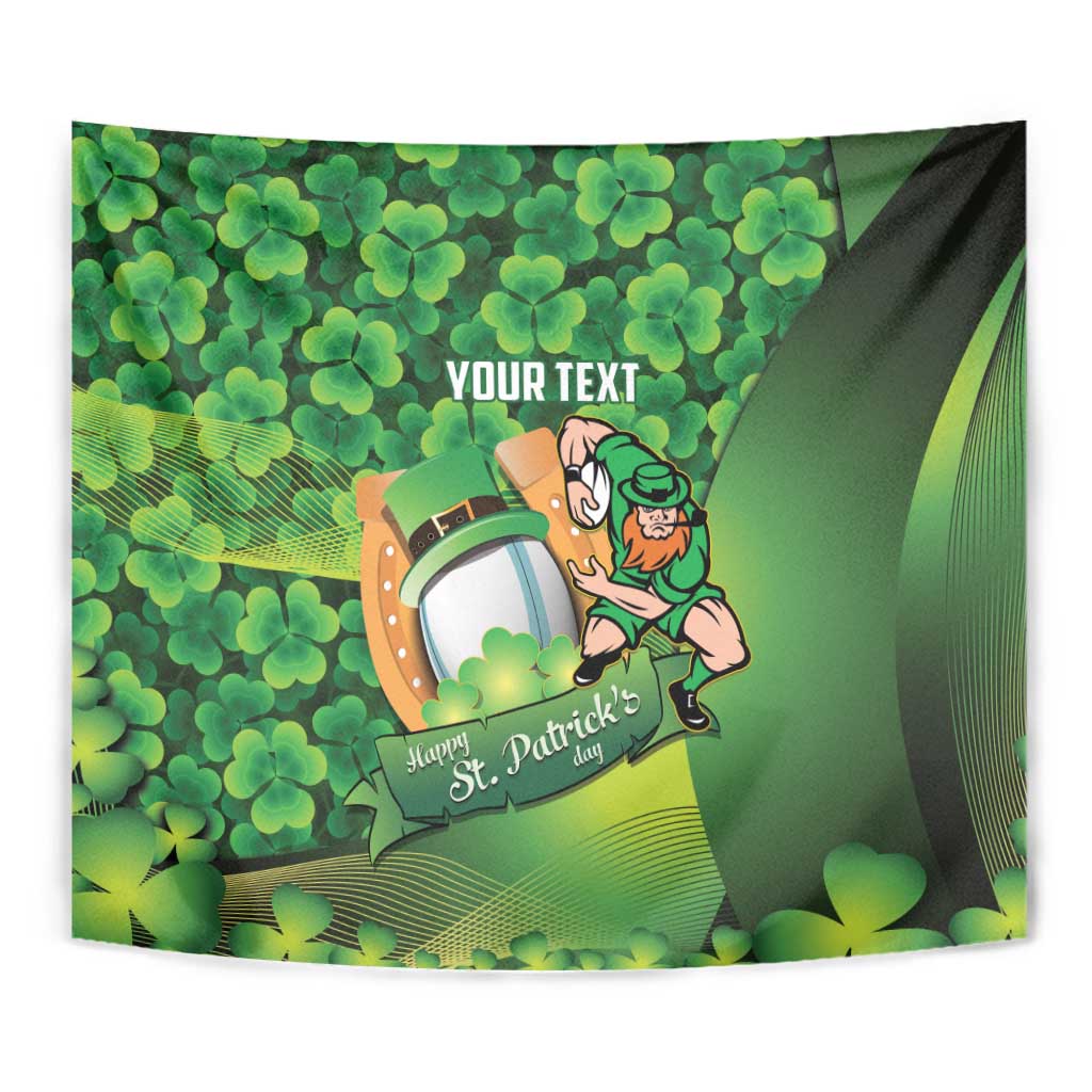 St Patrick's Day Ireland Rugby Custom Tapestry Leprechaun Mascot Irish Shamrock Pattern - Wonder Print Shop