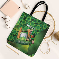 St Patrick's Day Ireland Rugby Custom Tote Bag Leprechaun Mascot Irish Shamrock Pattern - Wonder Print Shop