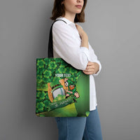 St Patrick's Day Ireland Rugby Custom Tote Bag Leprechaun Mascot Irish Shamrock Pattern - Wonder Print Shop