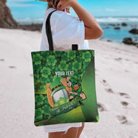St Patrick's Day Ireland Rugby Custom Tote Bag Leprechaun Mascot Irish Shamrock Pattern - Wonder Print Shop