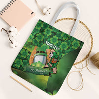 St Patrick's Day Ireland Rugby Custom Tote Bag Leprechaun Mascot Irish Shamrock Pattern - Wonder Print Shop
