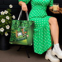 St Patrick's Day Ireland Rugby Custom Tote Bag Leprechaun Mascot Irish Shamrock Pattern - Wonder Print Shop