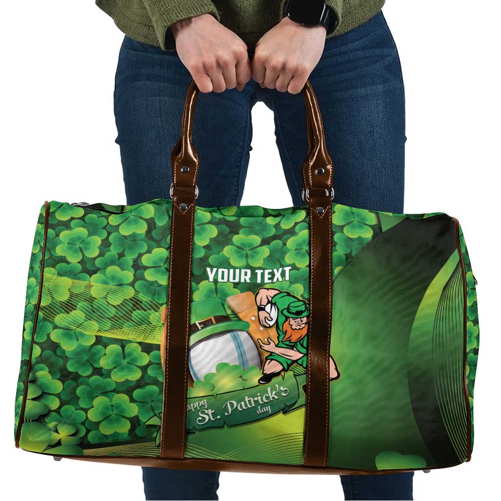 St Patrick's Day Ireland Rugby Custom Travel Bag Leprechaun Mascot Irish Shamrock Pattern - Wonder Print Shop