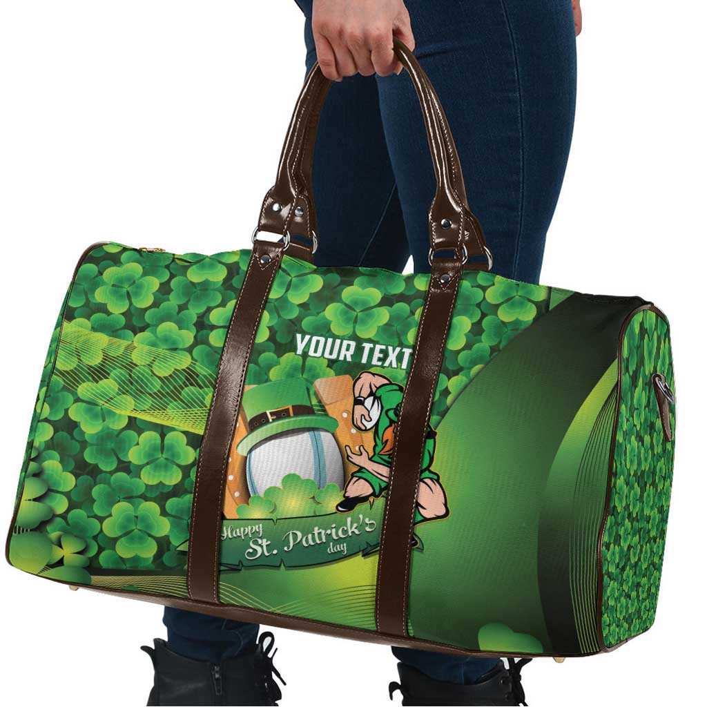 St Patrick's Day Ireland Rugby Custom Travel Bag Leprechaun Mascot Irish Shamrock Pattern - Wonder Print Shop