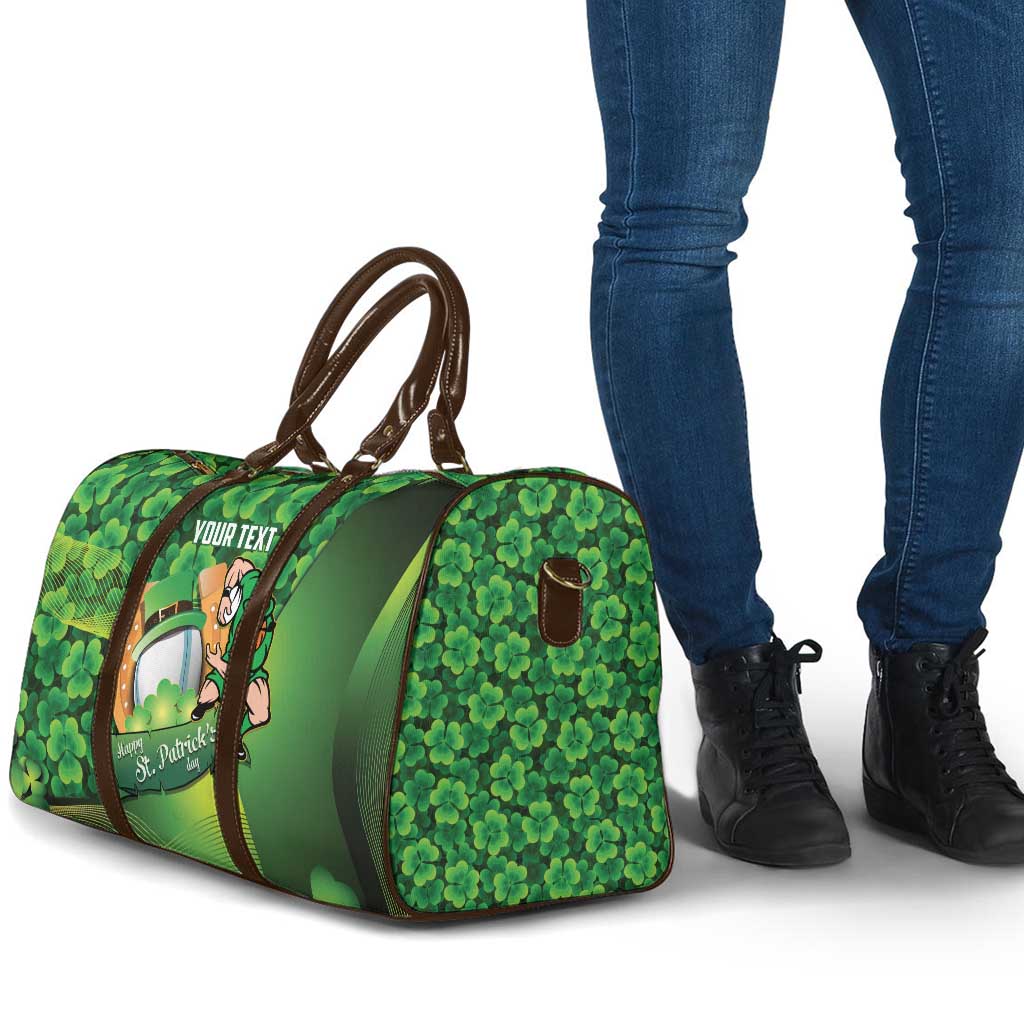 St Patrick's Day Ireland Rugby Custom Travel Bag Leprechaun Mascot Irish Shamrock Pattern - Wonder Print Shop