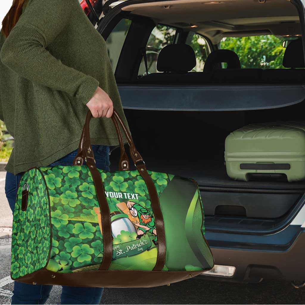 St Patrick's Day Ireland Rugby Custom Travel Bag Leprechaun Mascot Irish Shamrock Pattern - Wonder Print Shop