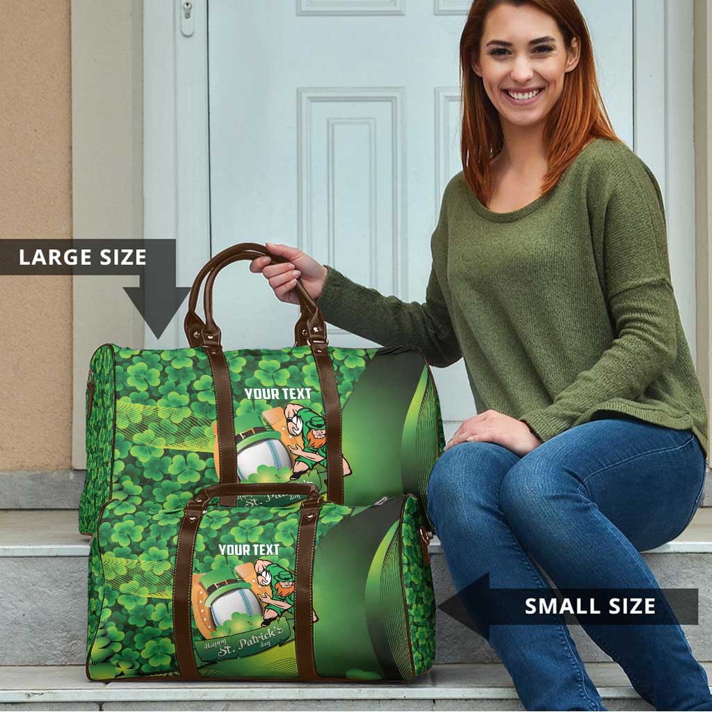 St Patrick's Day Ireland Rugby Custom Travel Bag Leprechaun Mascot Irish Shamrock Pattern - Wonder Print Shop