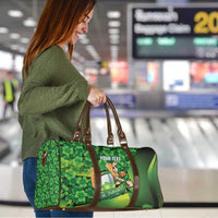St Patrick's Day Ireland Rugby Custom Travel Bag Leprechaun Mascot Irish Shamrock Pattern - Wonder Print Shop