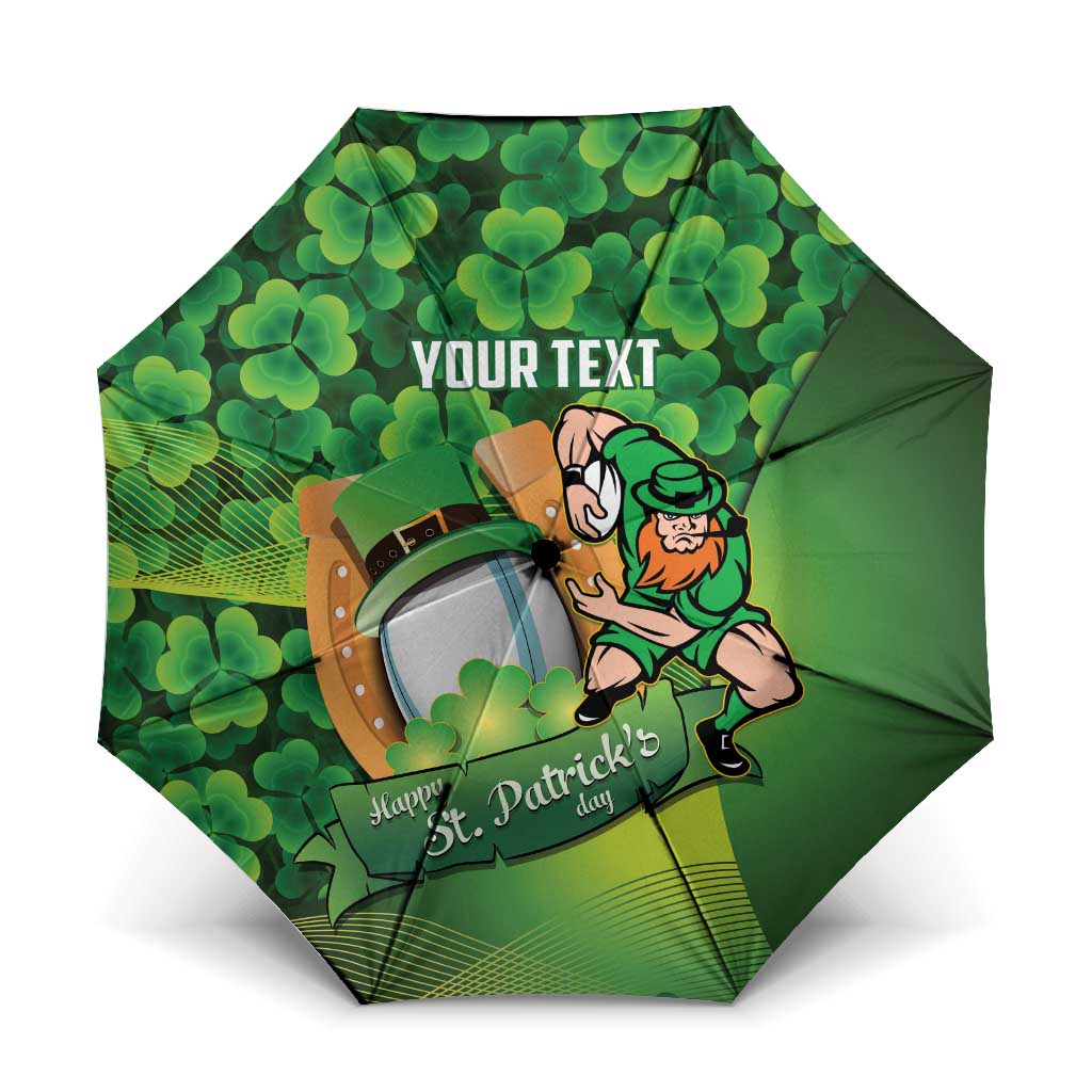 St Patrick's Day Ireland Rugby Custom Umbrella Leprechaun Mascot Irish Shamrock Pattern - Wonder Print Shop