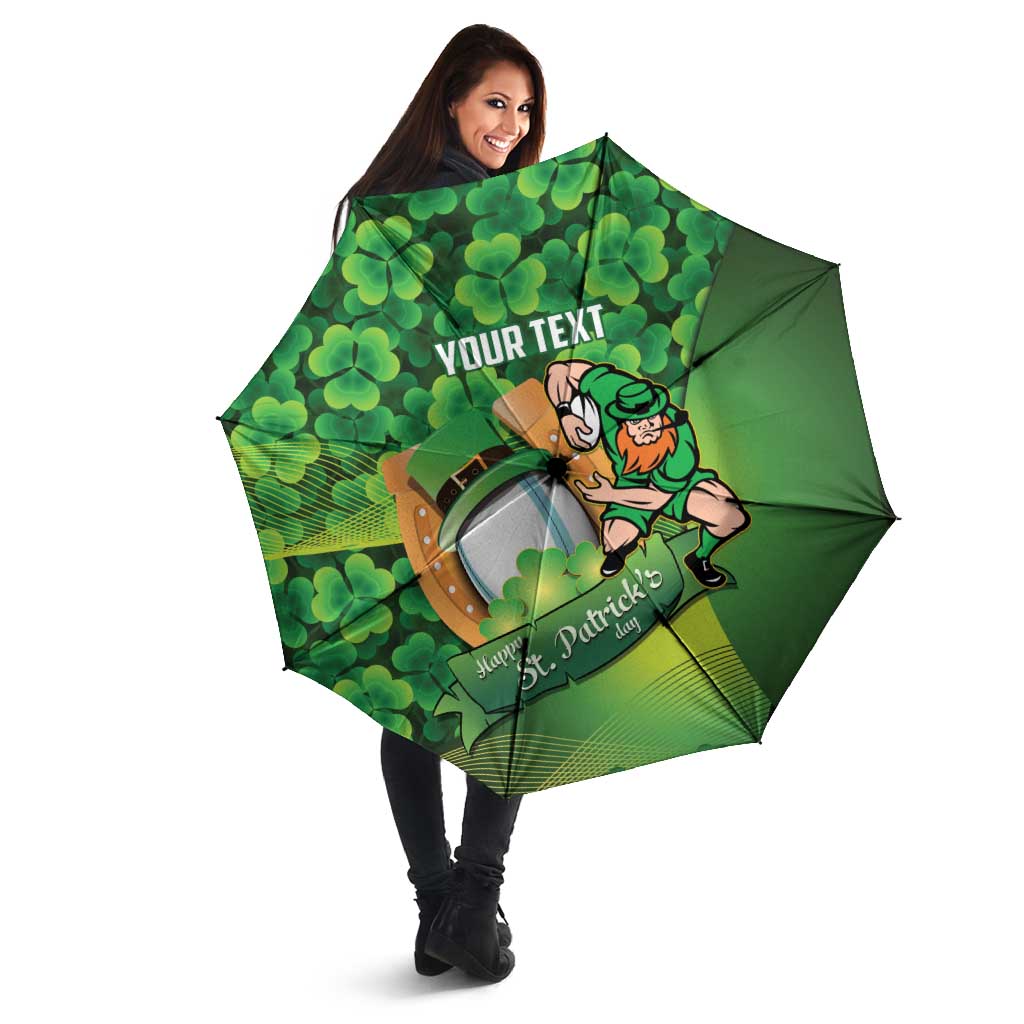 St Patrick's Day Ireland Rugby Custom Umbrella Leprechaun Mascot Irish Shamrock Pattern - Wonder Print Shop