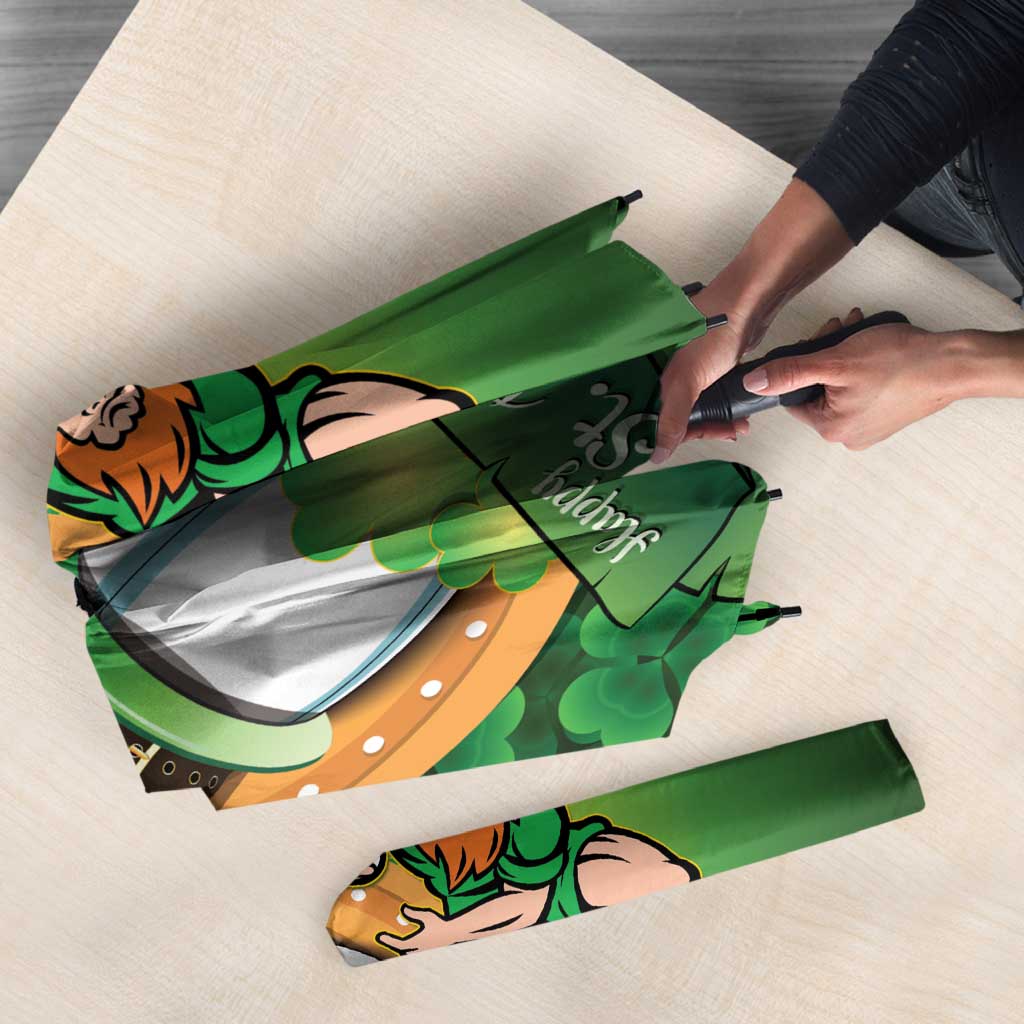 St Patrick's Day Ireland Rugby Custom Umbrella Leprechaun Mascot Irish Shamrock Pattern - Wonder Print Shop