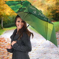 St Patrick's Day Ireland Rugby Custom Umbrella Leprechaun Mascot Irish Shamrock Pattern - Wonder Print Shop