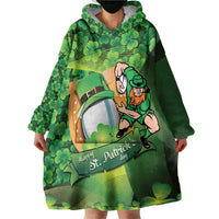 St Patrick's Day Ireland Rugby Custom Wearable Blanket Hoodie Leprechaun Mascot Irish Shamrock Pattern - Wonder Print Shop