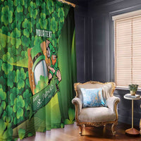 St Patrick's Day Ireland Rugby Custom Window Curtain Leprechaun Mascot Irish Shamrock Pattern - Wonder Print Shop