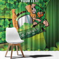 St Patrick's Day Ireland Rugby Custom Window Curtain Leprechaun Mascot Irish Shamrock Pattern - Wonder Print Shop
