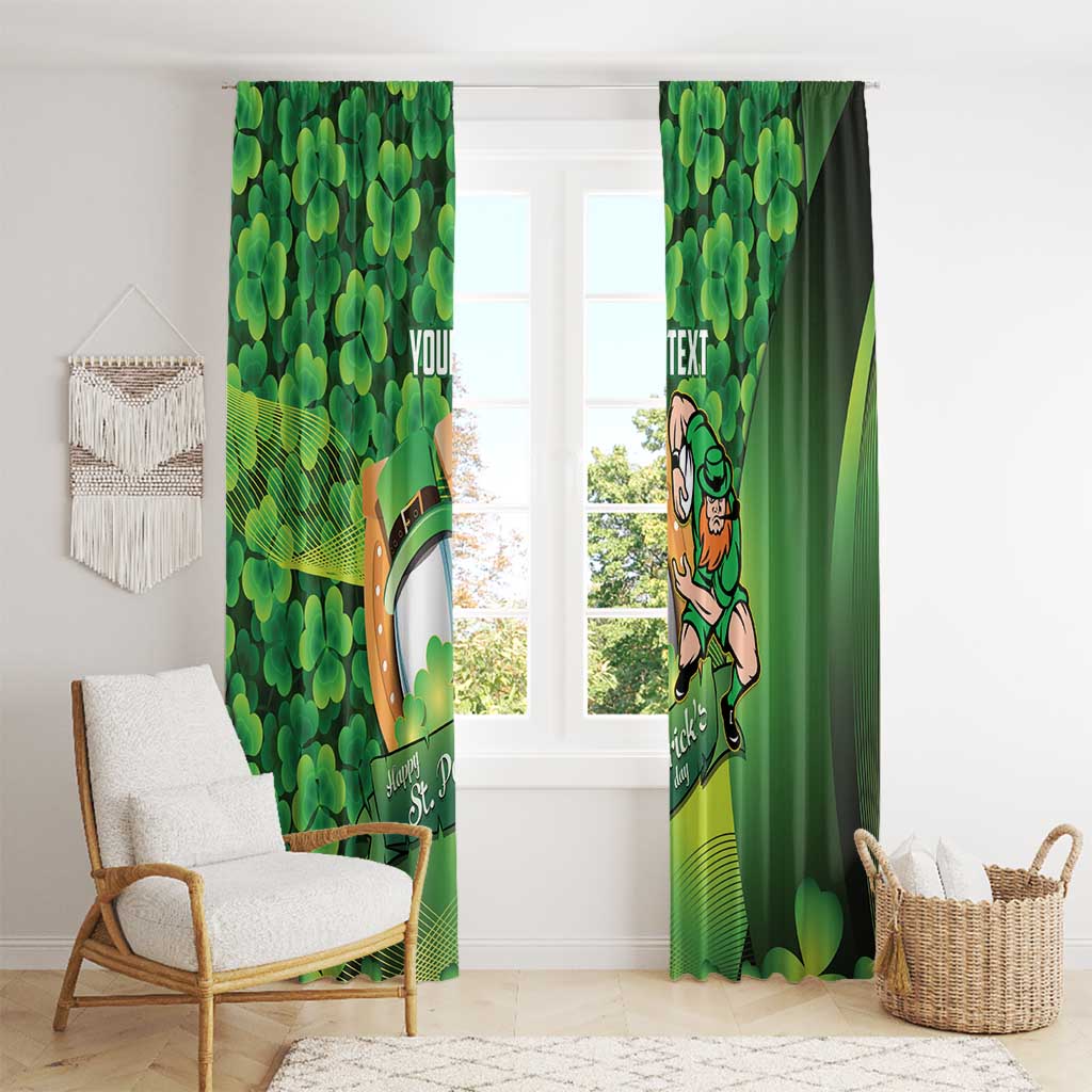 St Patrick's Day Ireland Rugby Custom Window Curtain Leprechaun Mascot Irish Shamrock Pattern - Wonder Print Shop